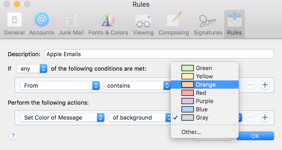 set a rule in outlook for mac to wait for email to send